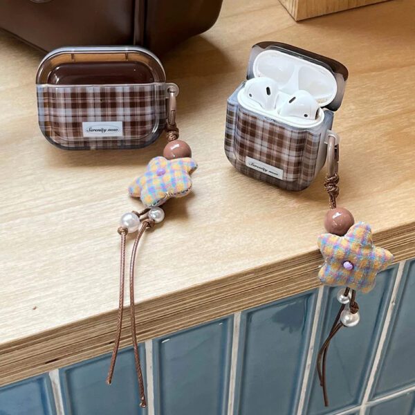 Brown Checkered AirPods Case - Image 3