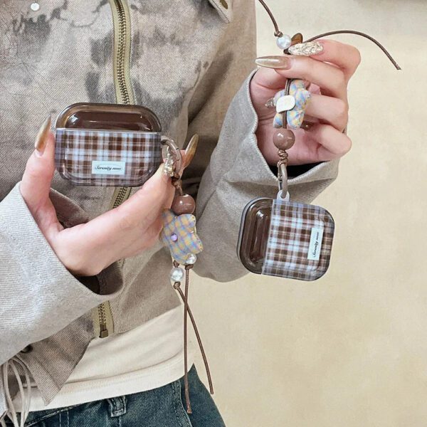 Brown Checkered AirPods Case - Image 4