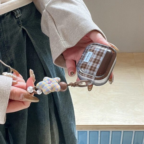 Brown Checkered AirPods Case - Image 5