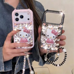 Hello Kitty™ Diamond Glitter Luxury iPhone Case with Lanyard