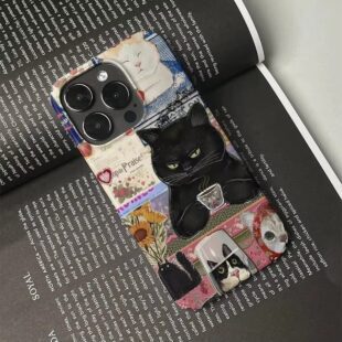 Funky Collage Coffee Cat Cover