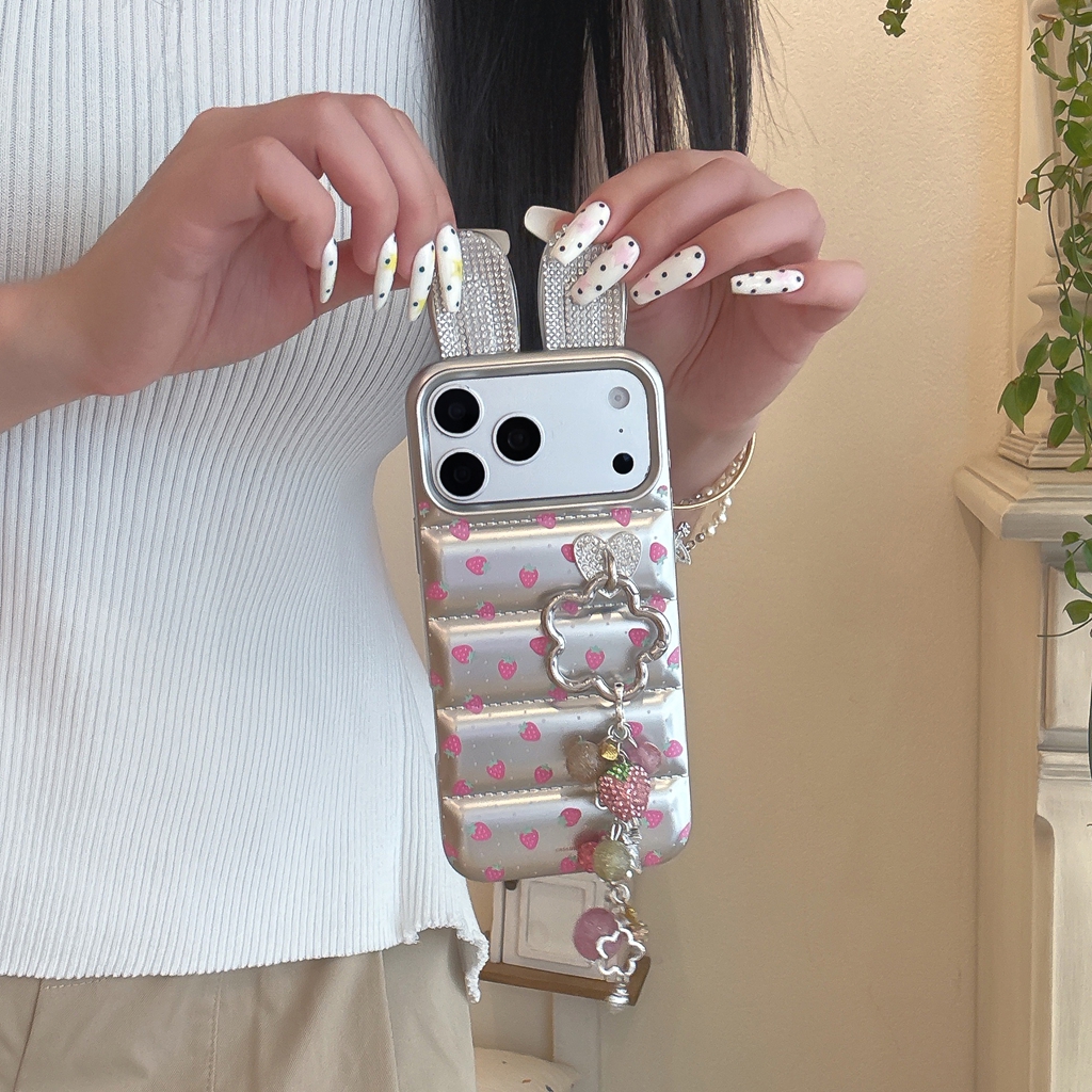 Strawberry Bunny Ear Charm Phone Case - Image 2
