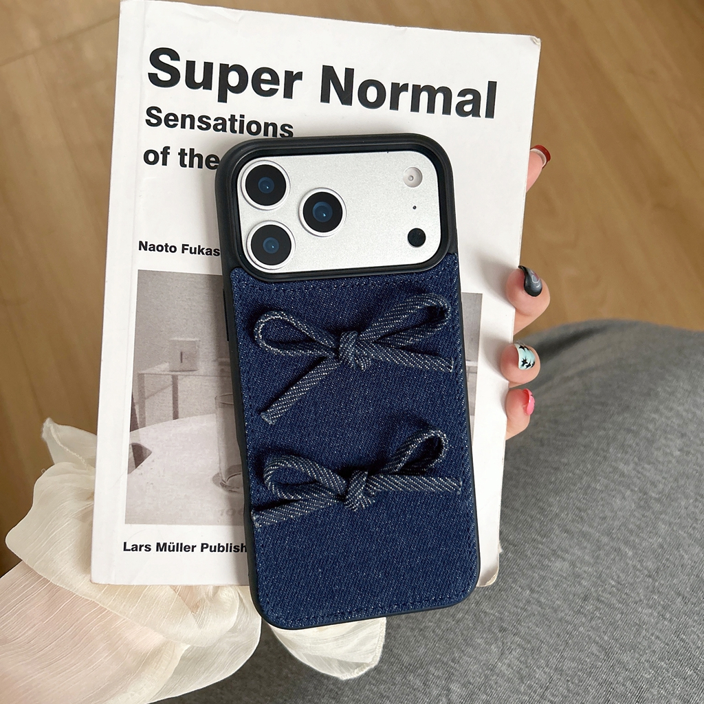 Denim Bow Phone Case - Image 3
