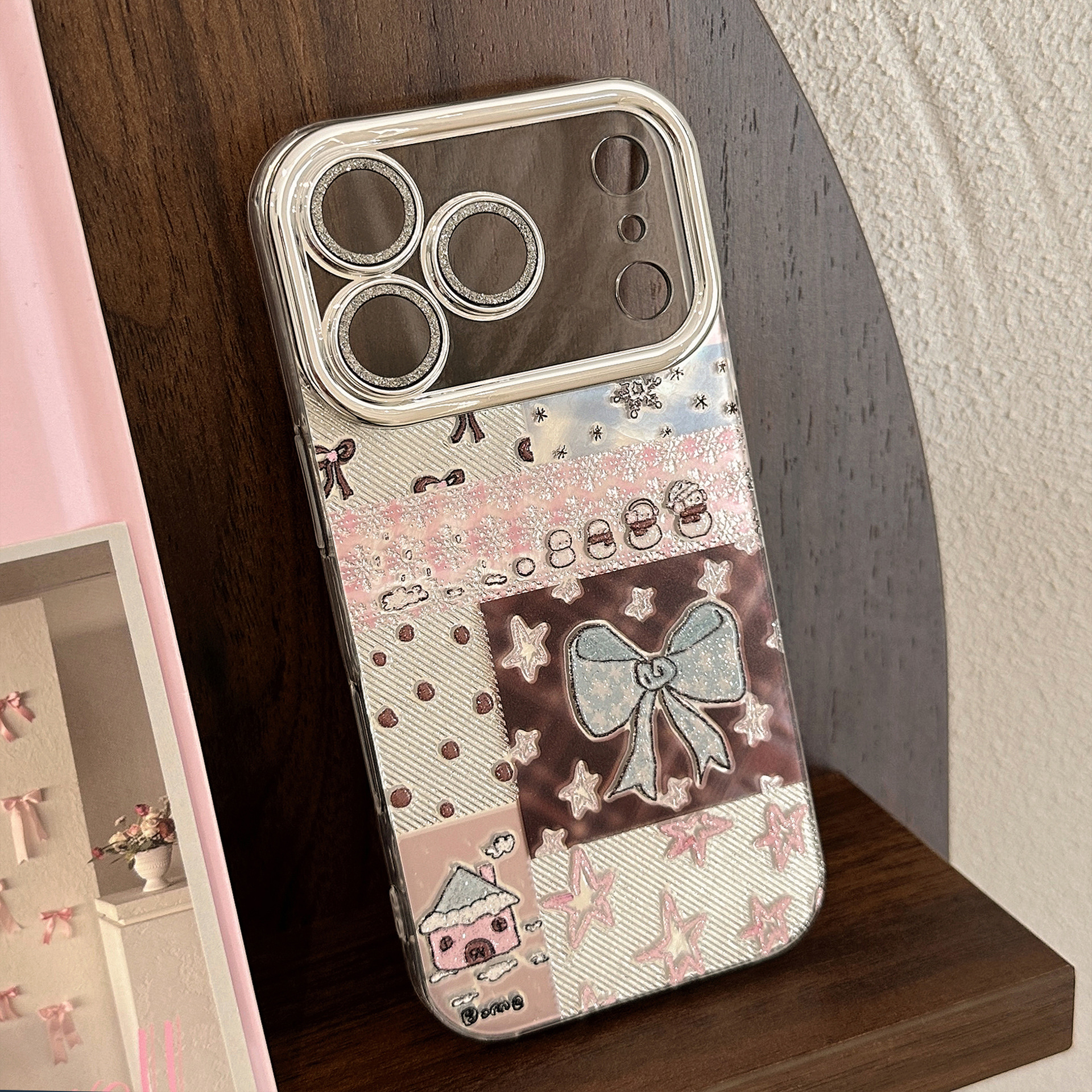 Blush Bow Patchwork Phone Case - Image 2