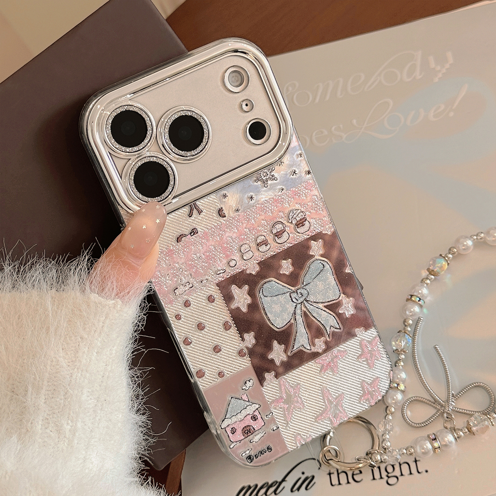 Blush Bow Patchwork Phone Case - Image 3
