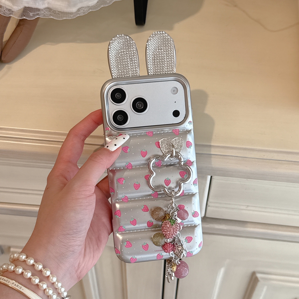 Strawberry Bunny Ear Charm Phone Case - Image 4