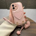 Leather Blush Heart Strap Case