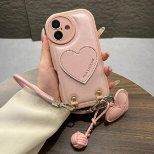 Leather Blush Heart Strap Case