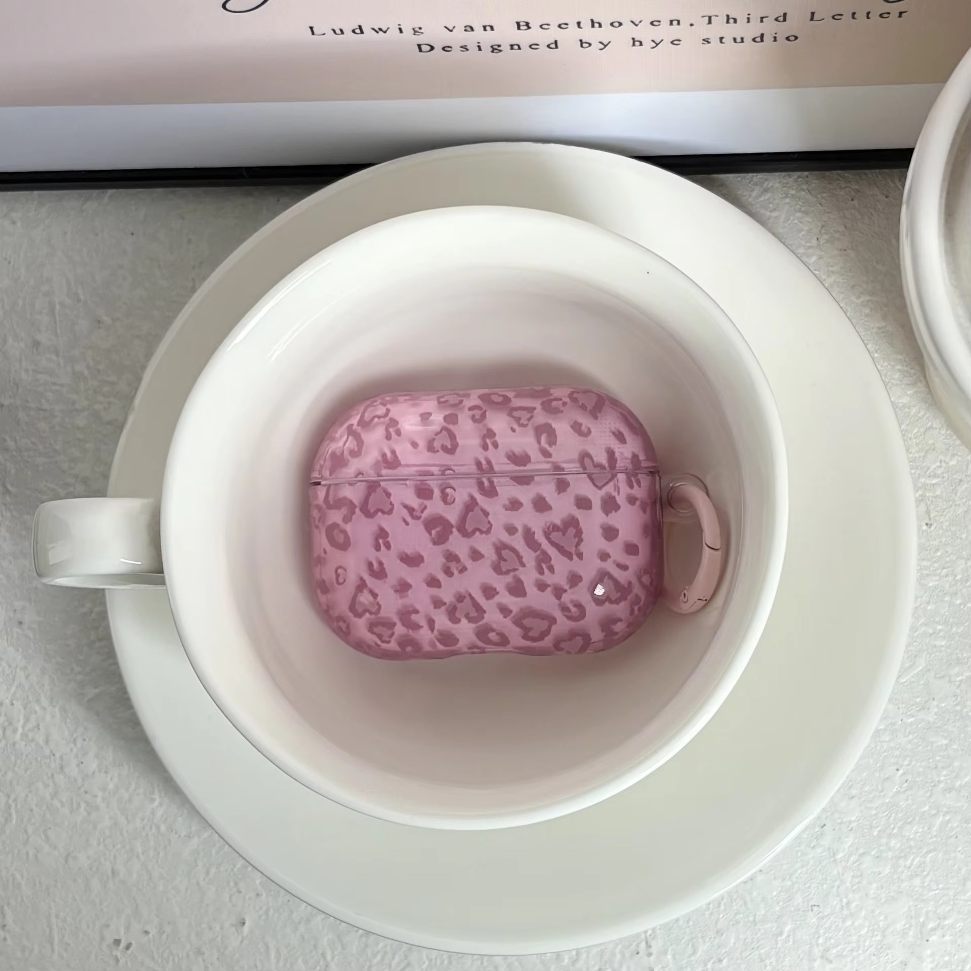 Pink Leapard Print Transparent Airpod Case - Image 3