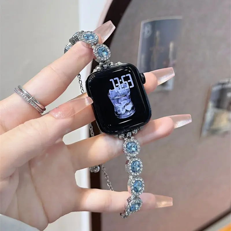 Blue Crystal Apple Watch Band