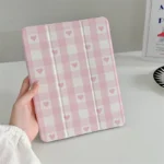 Blush Hearts Plaid iPad Case